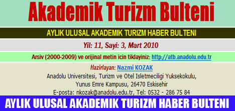 AKADEM�K TUR�ZM B�LTEN� YAYINLANDI
